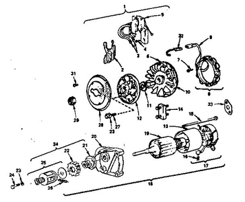 Starter Motor Group Diagram and Parts List for 422400-422499 0721-01 Briggs and Stratton Engine